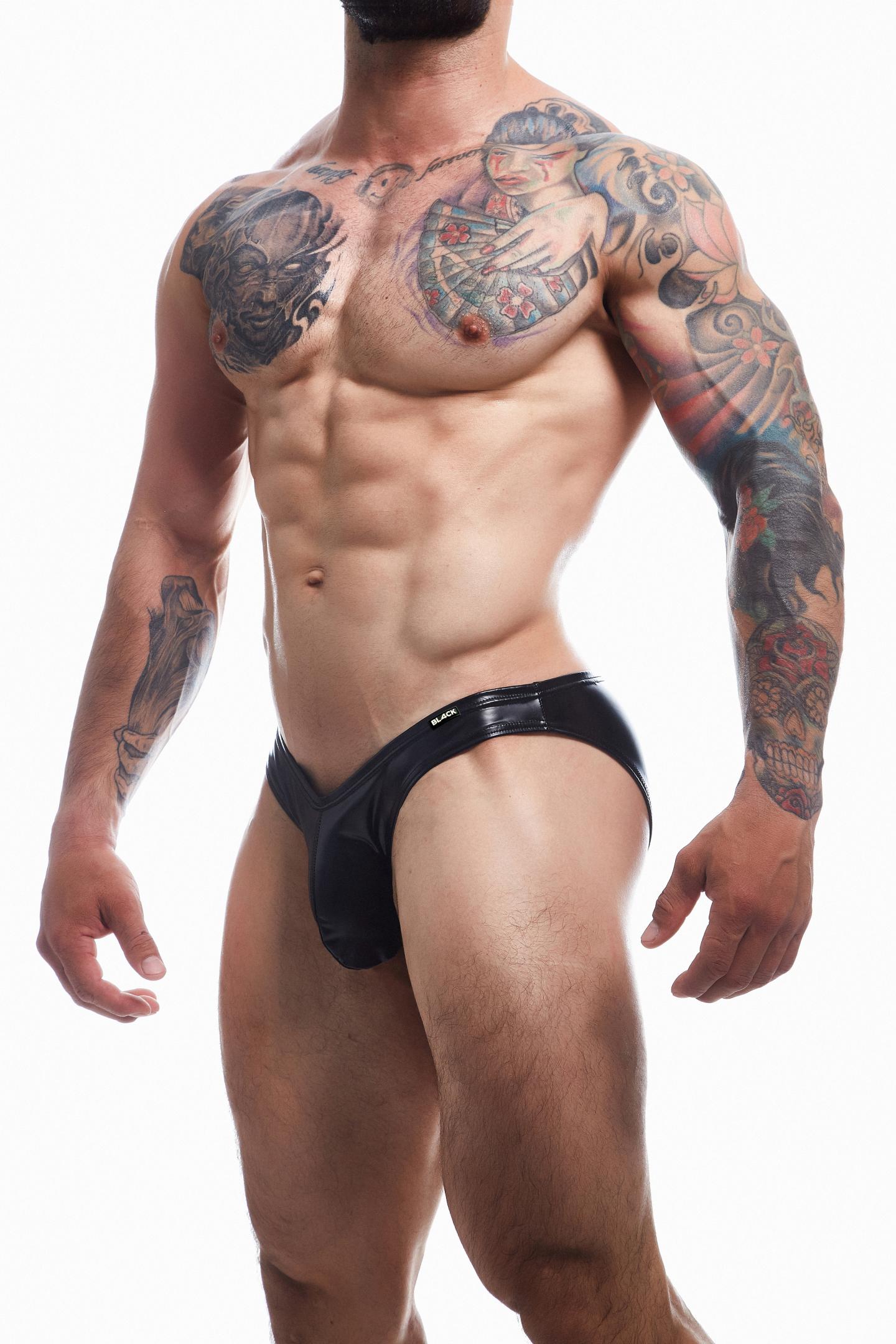 black wetlook bikini briefs BL4CK04 - XL